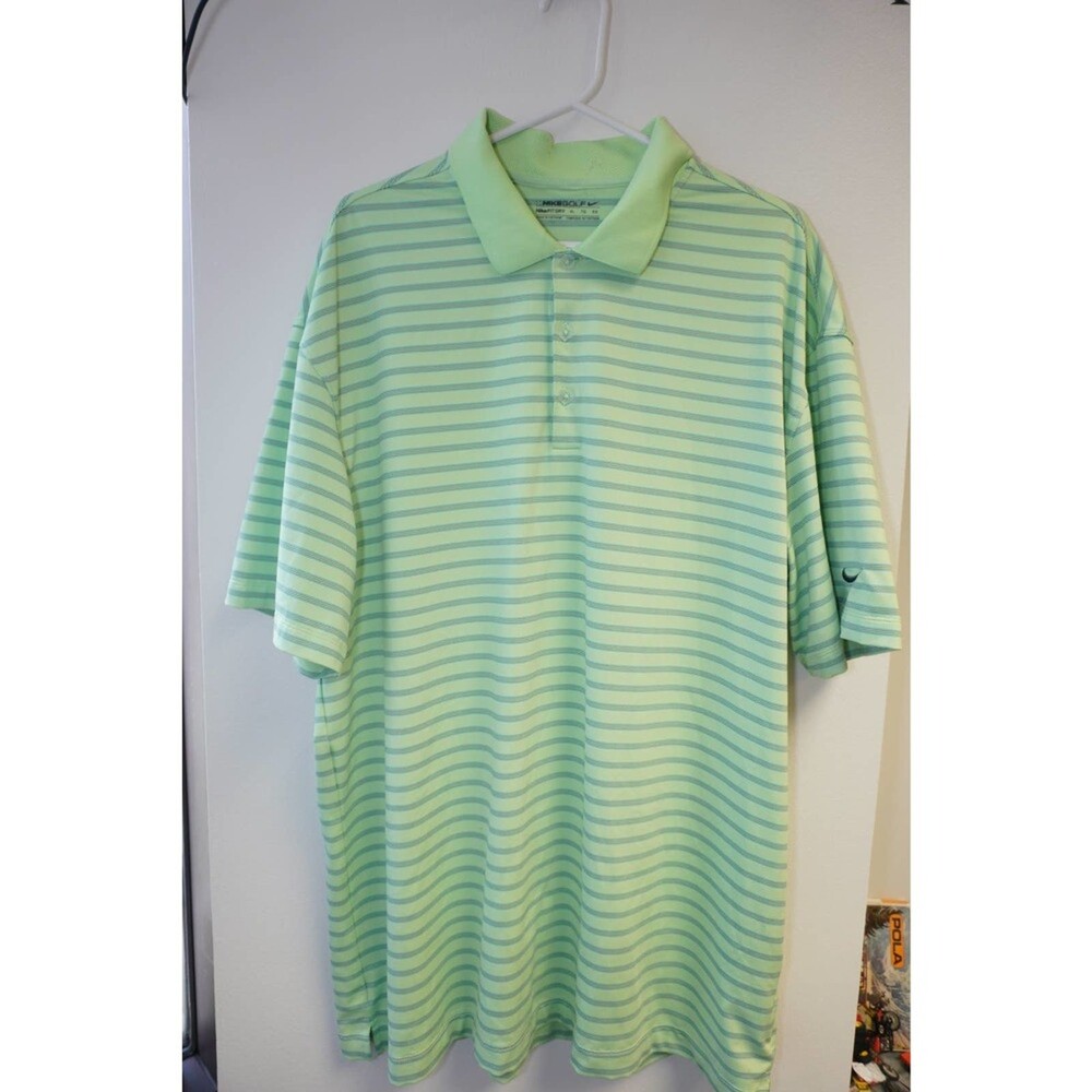 NIKE  XL Polo Green shirt Golf Fit Dry Men Tour Performance Striped